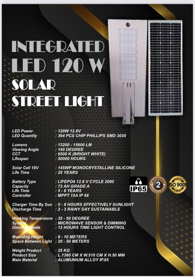 Lampu PJU Solar Cell LED 120 Watt